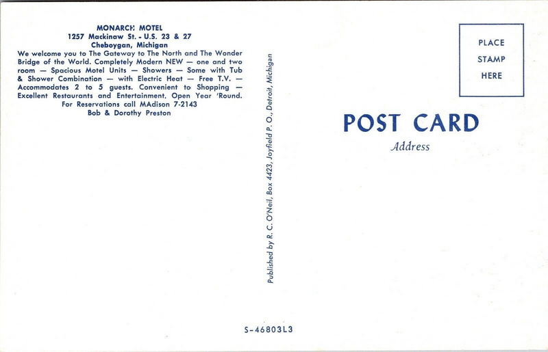 Monarch Motel - Old Postcard (newer photo)